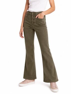 Olive Green Flare Jeans